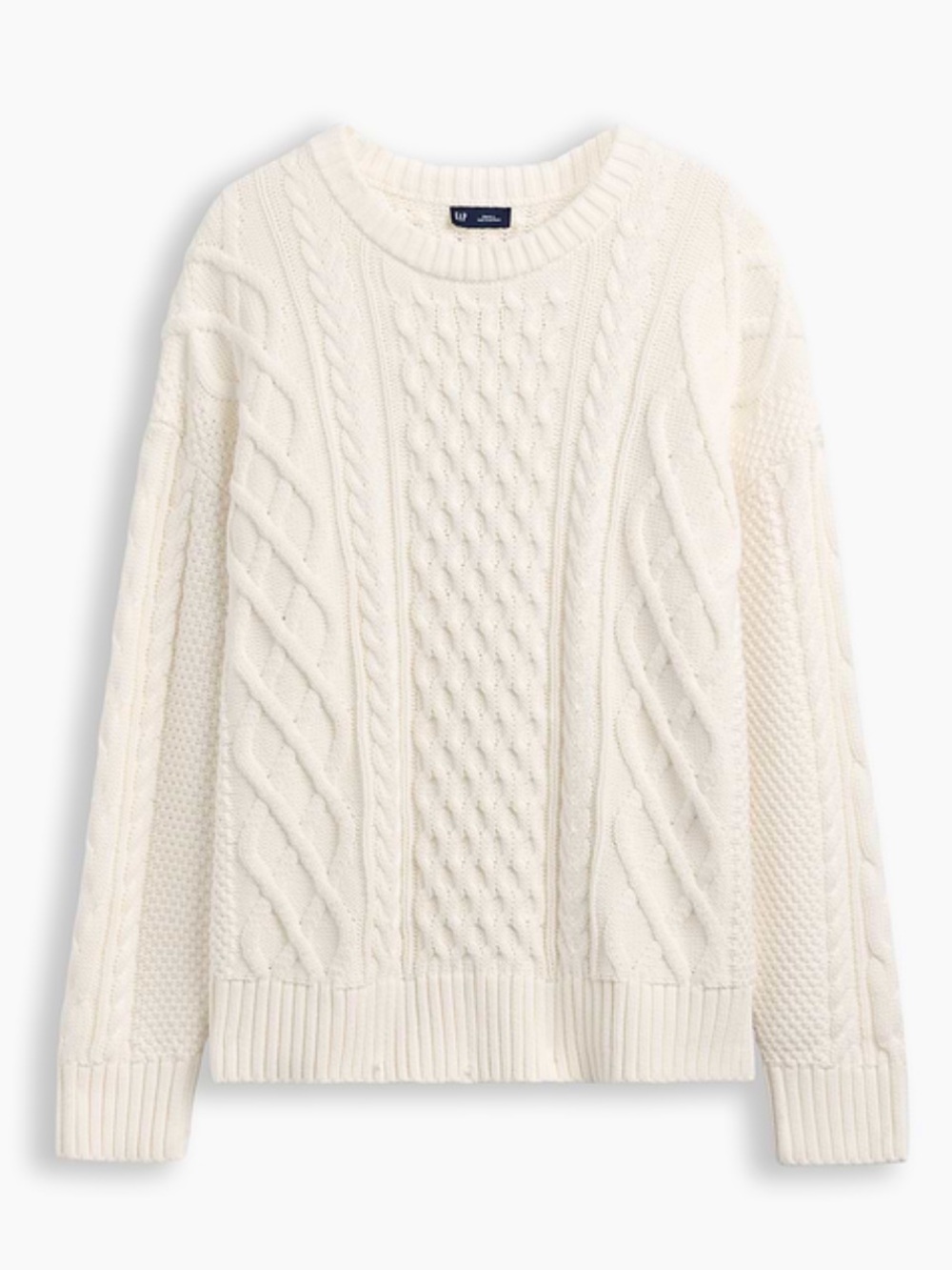 Gap cotton oversized Cable Knit Crewneck Sweater - Cream